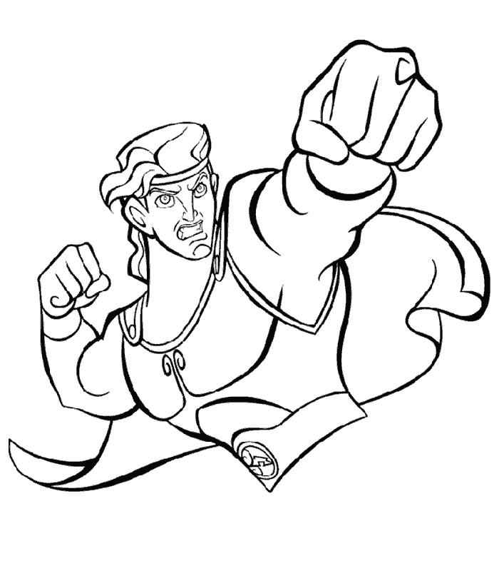 coloriage hercule donnant un coup de poing